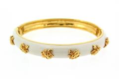 Bumble Bee White Enamel Bangle by Joan Rivers