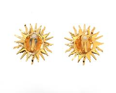 Vintage Swarovski Sun Moon Starburst Gold Crystal Earrings