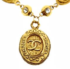 Chanel Gold Pendant Necklace with CC Logo 1970s