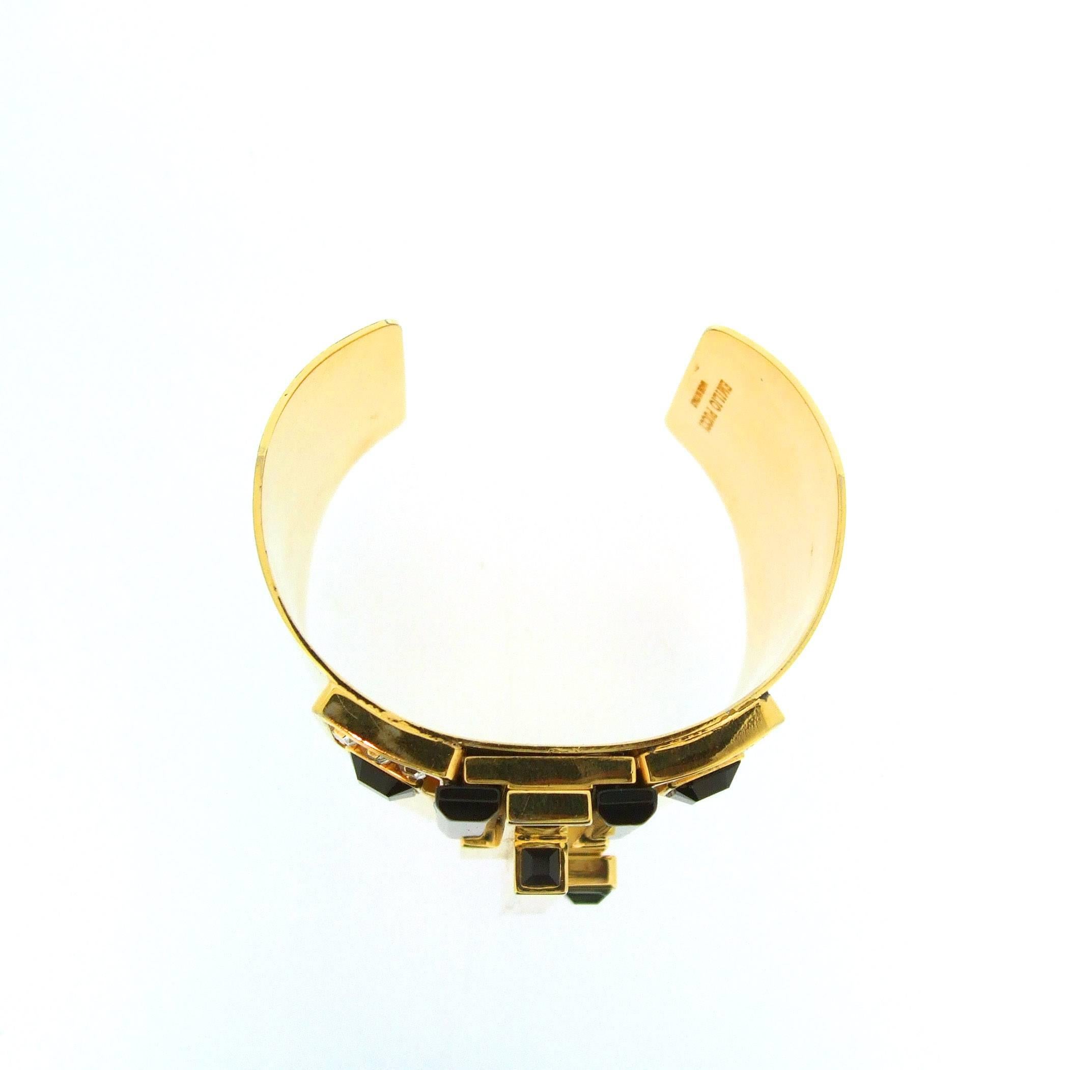 Women's Gold Art Deco Cuff Bracelet by Emilio Pucci  For Sale