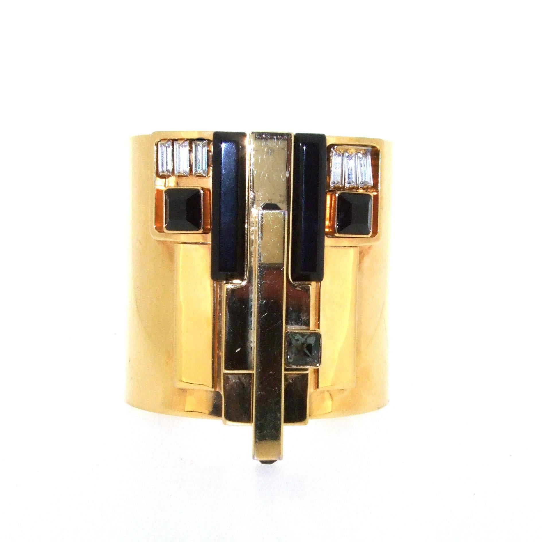 Modernist Gold Art Deco Cuff Bracelet by Emilio Pucci  For Sale