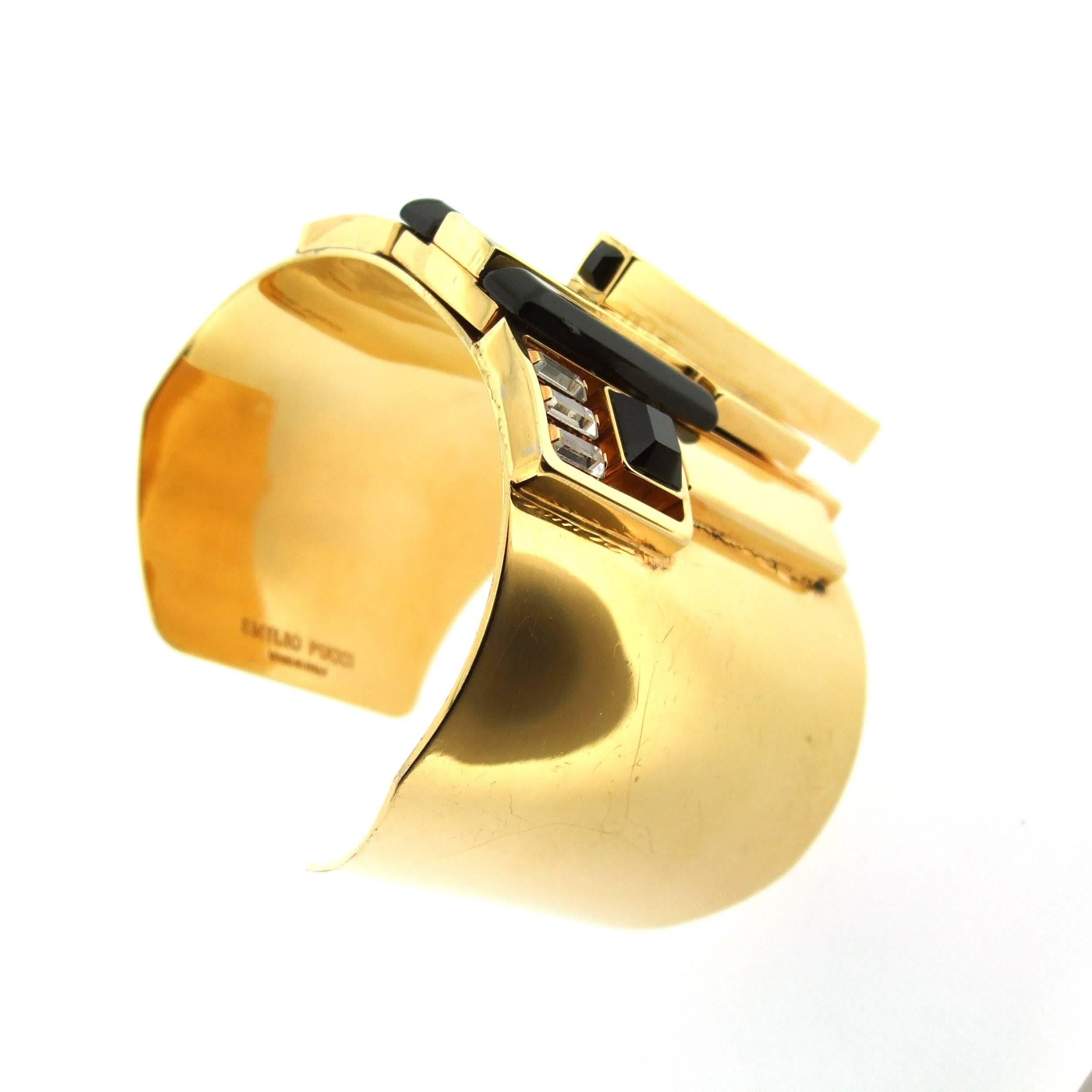 Gold Art Deco Cuff Bracelet by Emilio Pucci  For Sale 1