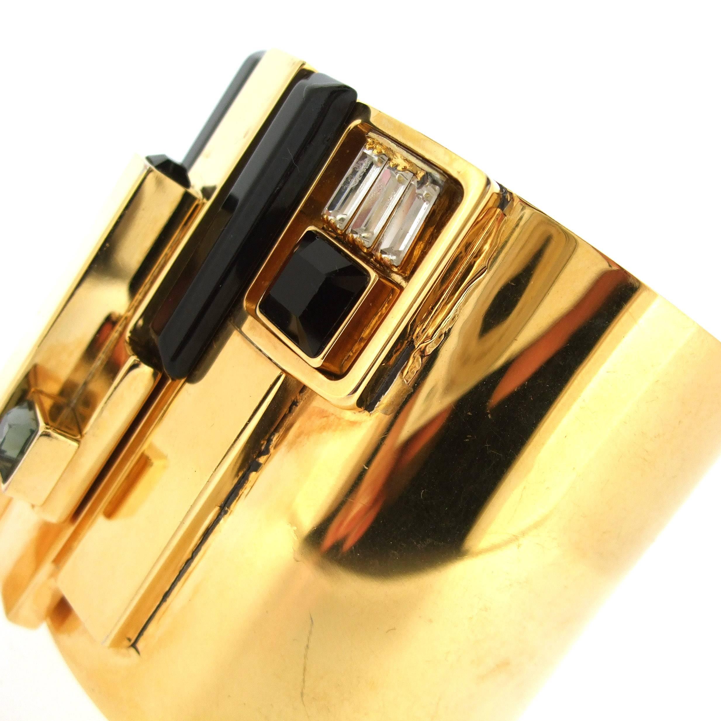 Gold Art Deco Cuff Bracelet by Emilio Pucci  For Sale 3