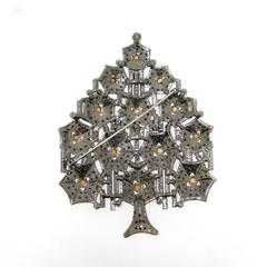 Large Christmas Tree Brooch by Cristobal London
