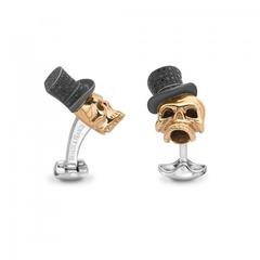 Skull in Top hat black spinel encrusted cufflinks by Deakin & Francis