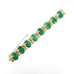 Vintage Jade Effect Glass Bracelet by Trifari