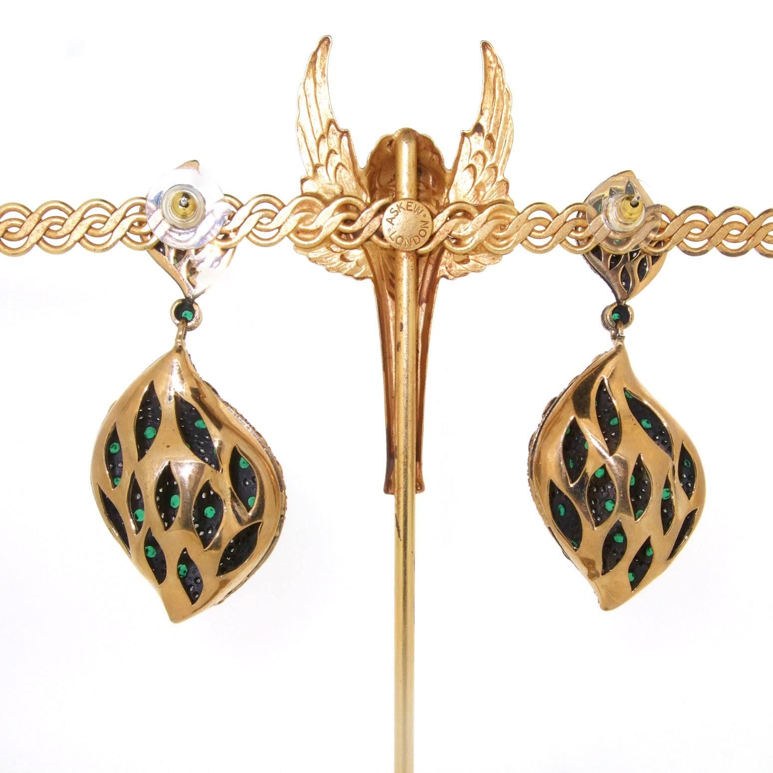 Women's Emerald Crystal Earrings by JCM London For Sale