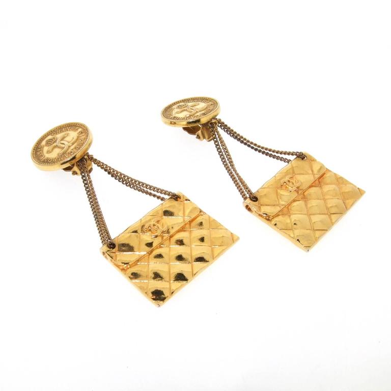 Vintage Chanel Handbag Earrings For Sale at 1stDibs