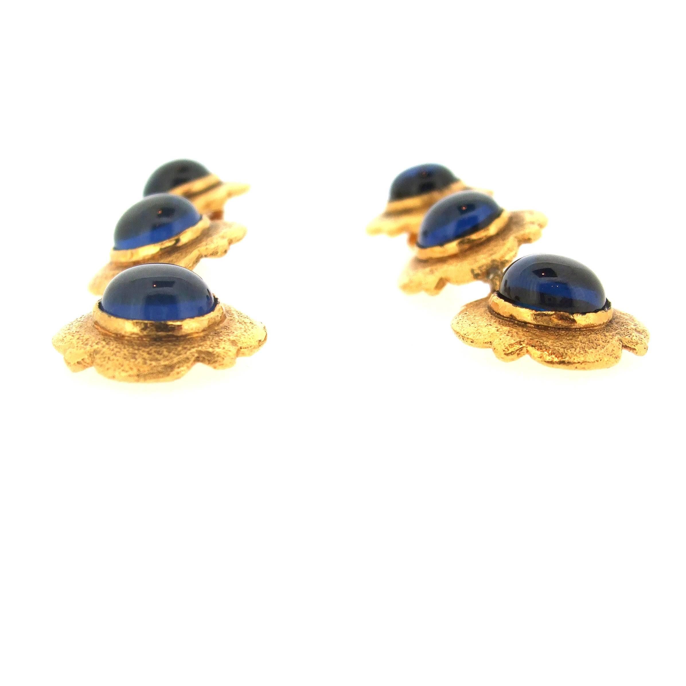 Women's Chanel Earrings in Sapphire Blue Glass For Sale