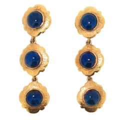 Chanel Earrings in Sapphire Blue Glass