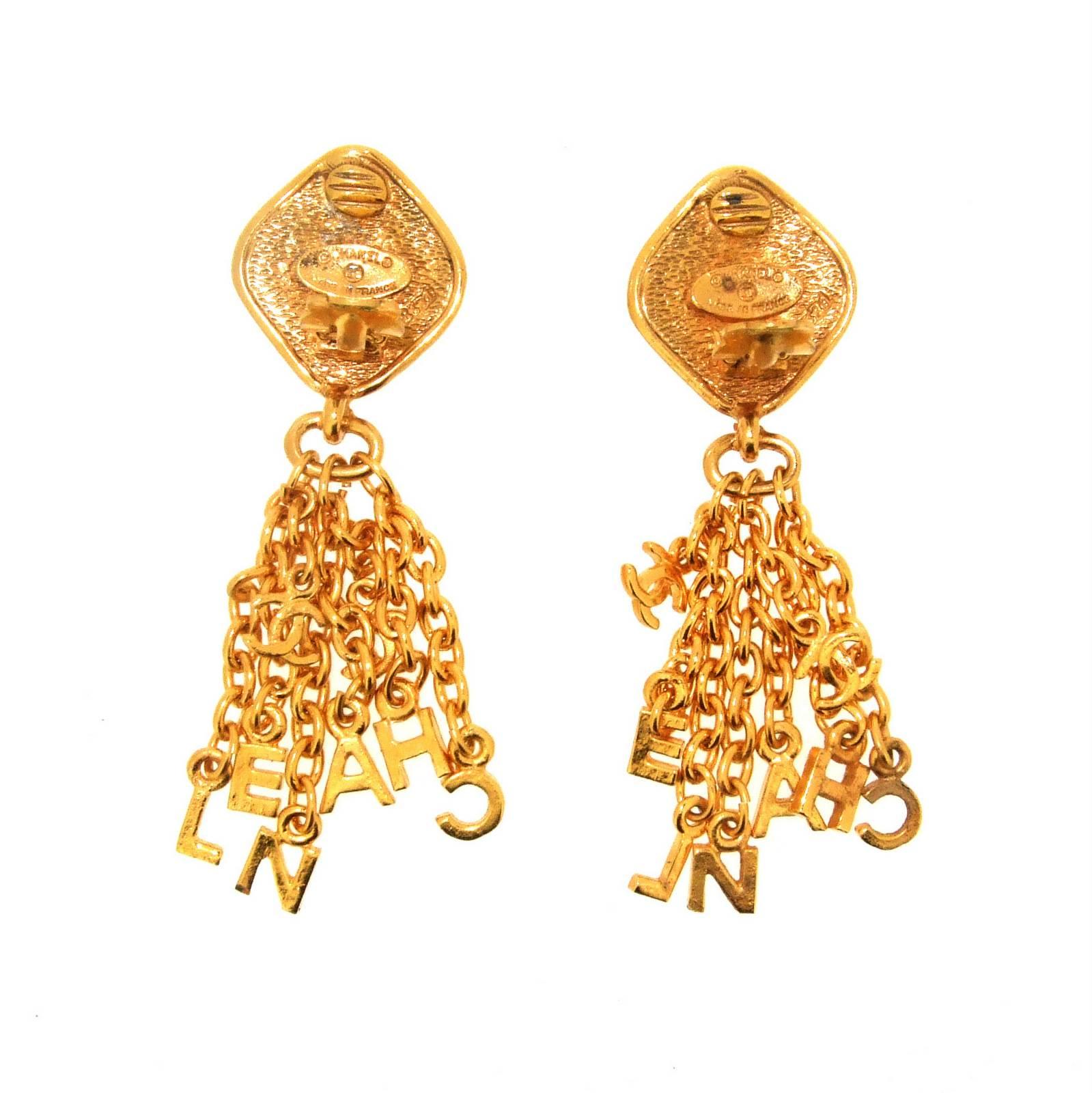 Chanel Statement Letter Charm Earrings In Good Condition In London, GB