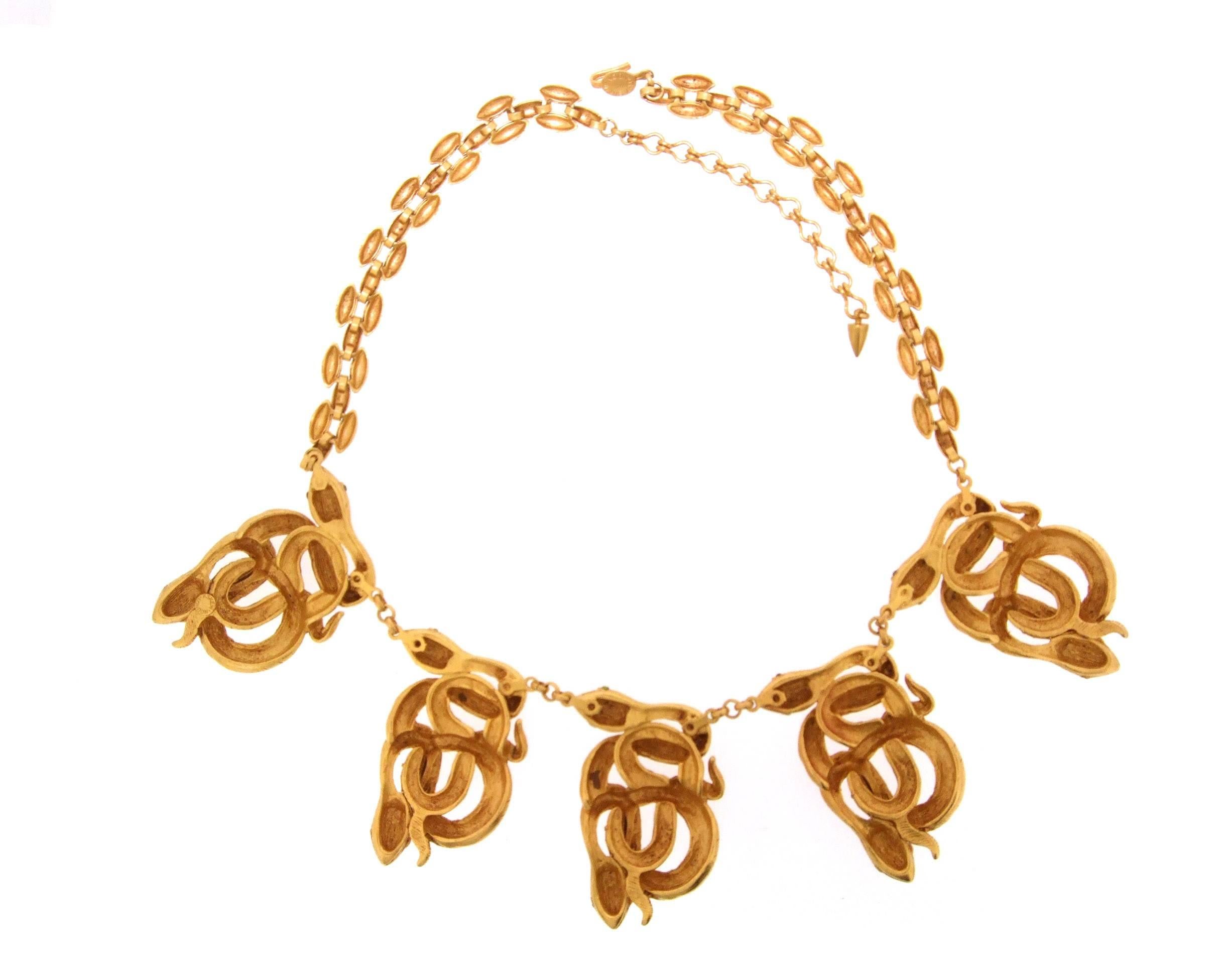 Classical Greek Askew London Snake Necklace Gold Plated For Sale