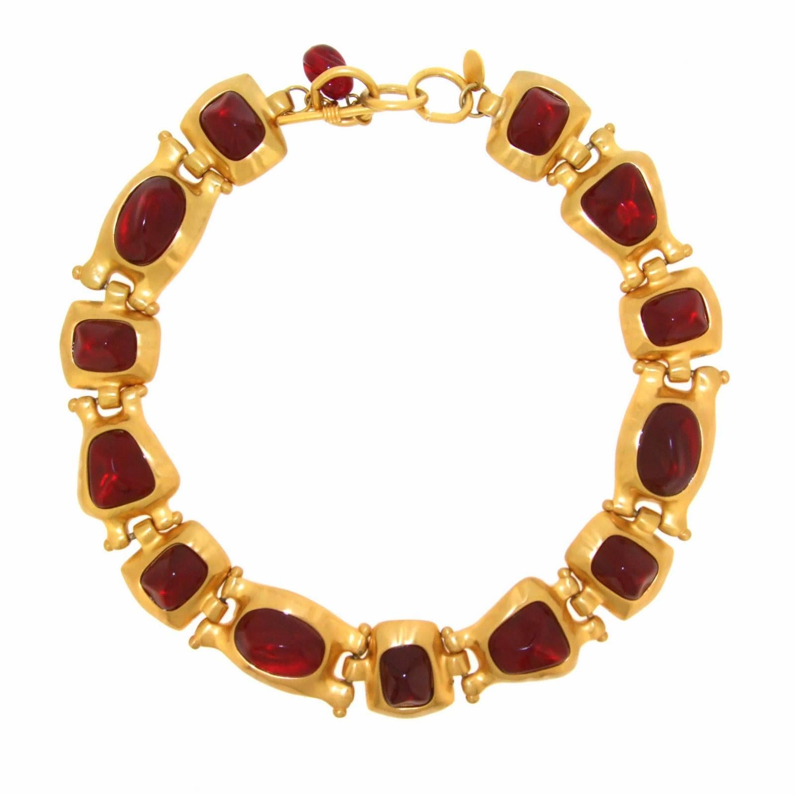 Baroque Revival Anne Klein Ruby Red Necklace For Sale