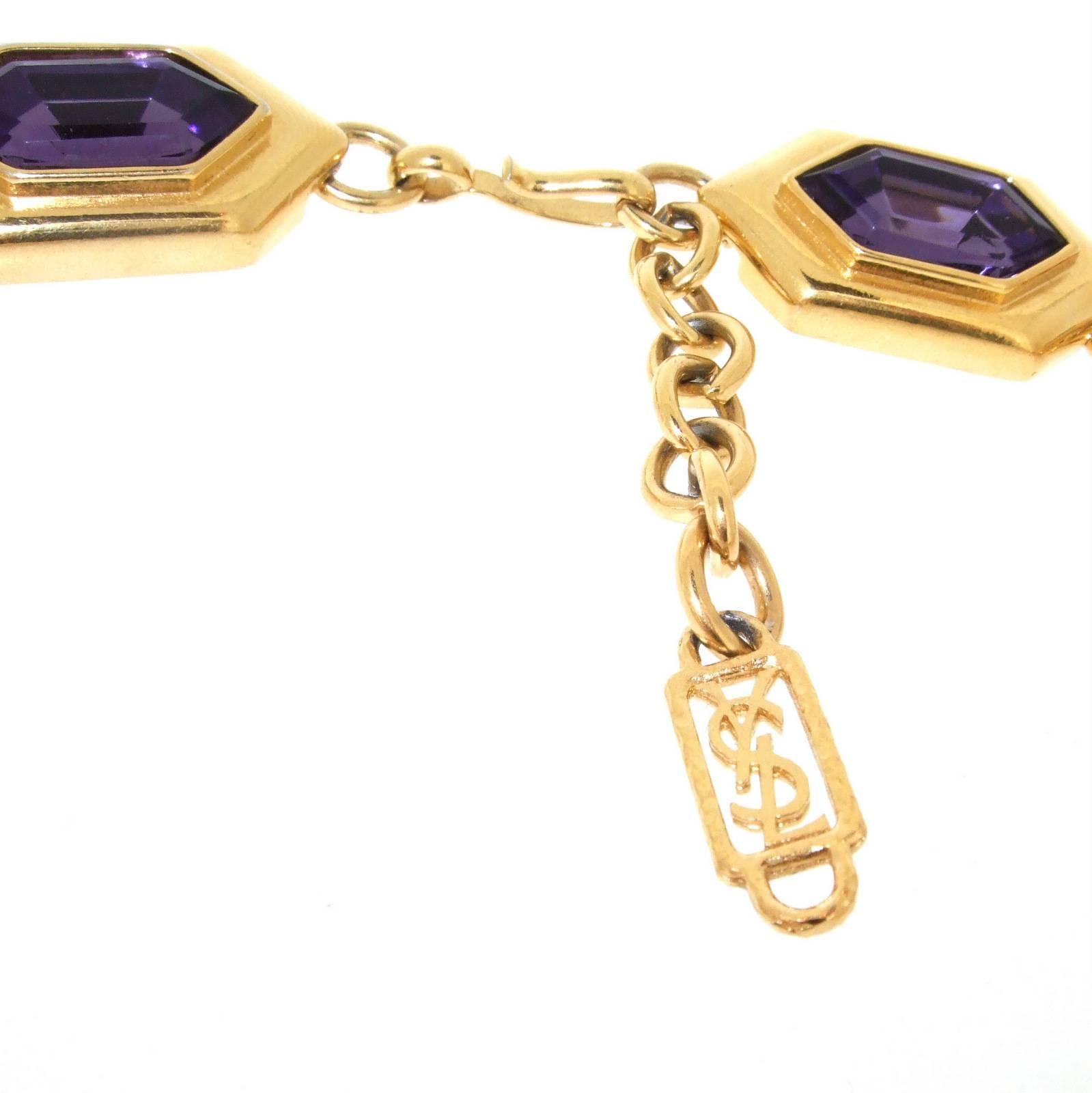 Yves Saint Laurent Purple Crystal Necklace YSL In Excellent Condition For Sale In London, GB