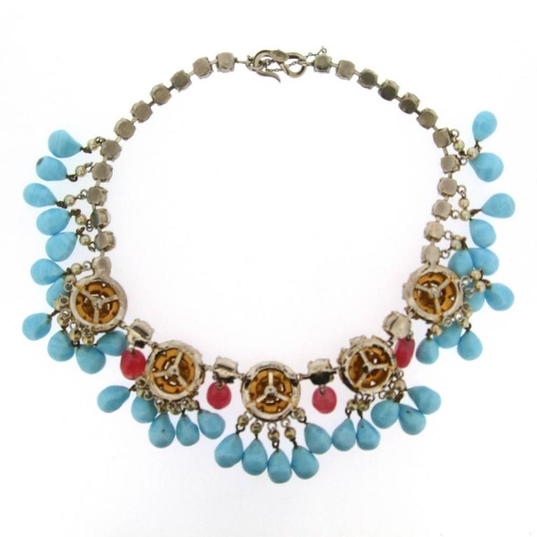 Mitchel Maer for Christian Dior Turquoise Ruby Glass Necklace 1950 For ...