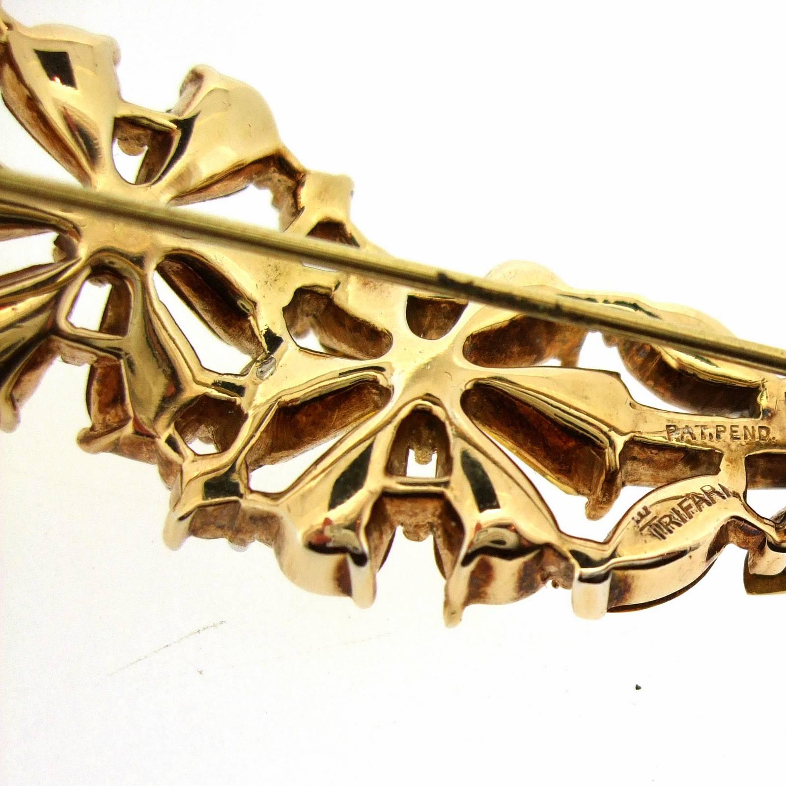 Modern 1940s Trifari Yellow Floral Brooch For Sale