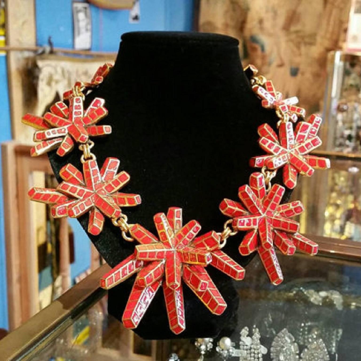 Women's Oscar De La Renta Red Star Statement Necklace