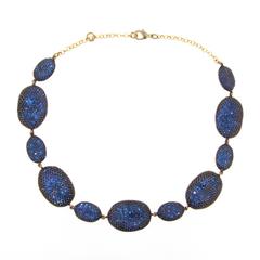 Sapphire Blue Rococo Pebble Necklace By JCM