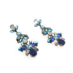 Frangos Blue Crystal Chandelier Earrings