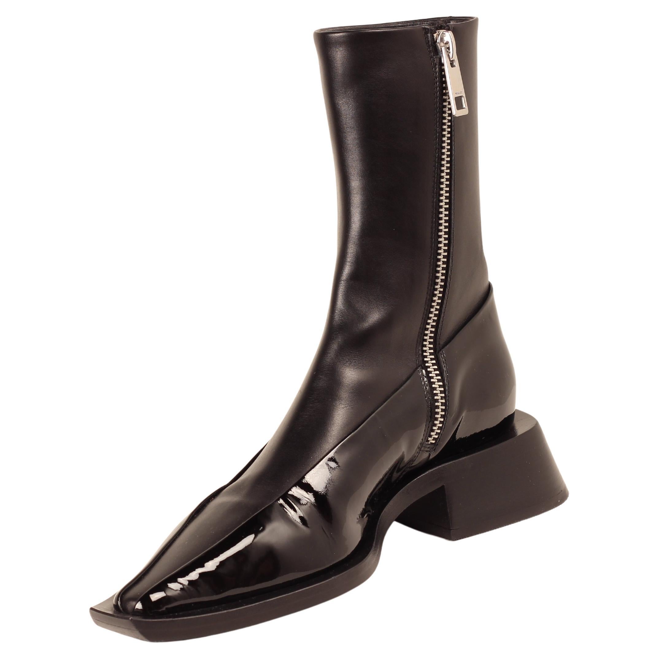 Mugler H&M Leather ankle boots size US 8.5 EUR 41 UK 7.5 Limited Edition NEW For Sale 3