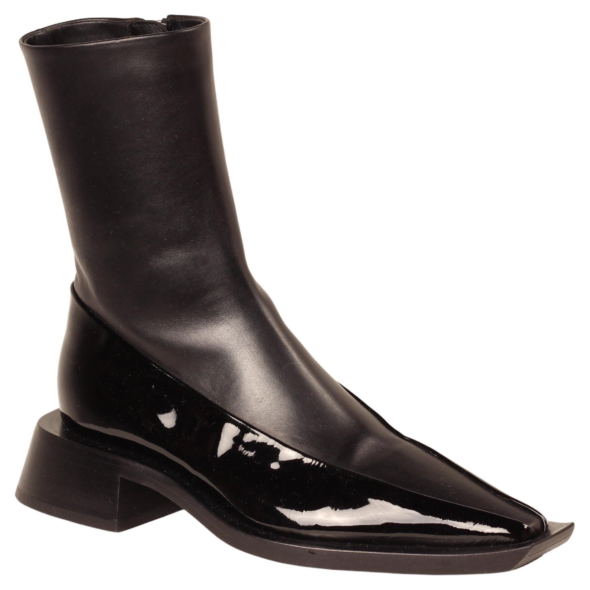 Black Mugler H&M Leather ankle boots size US 8.5 EUR 41 UK 7.5 Limited Edition NEW For Sale