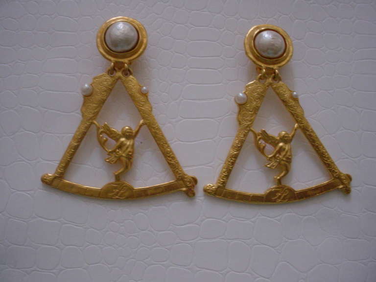 Karl Lagerfeld large vintage compass earrings