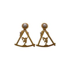 Karl Lagerfeld large vintage compass earrings