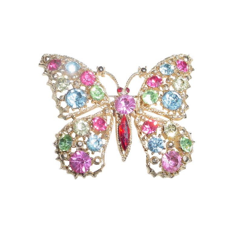 Vintage large butterfly brooch by Weiss For Sale