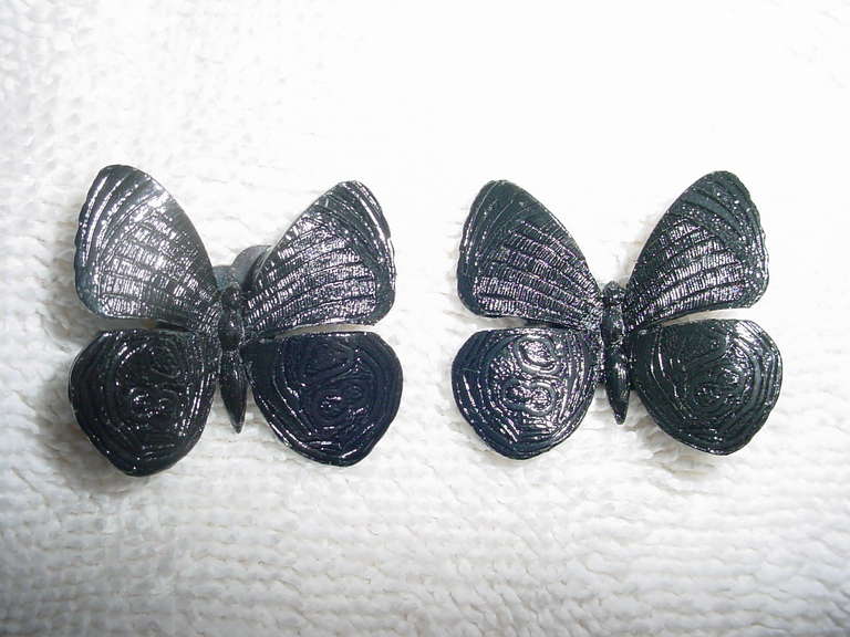 Jean-Paul Gaultier 1980s black butterfly earrings