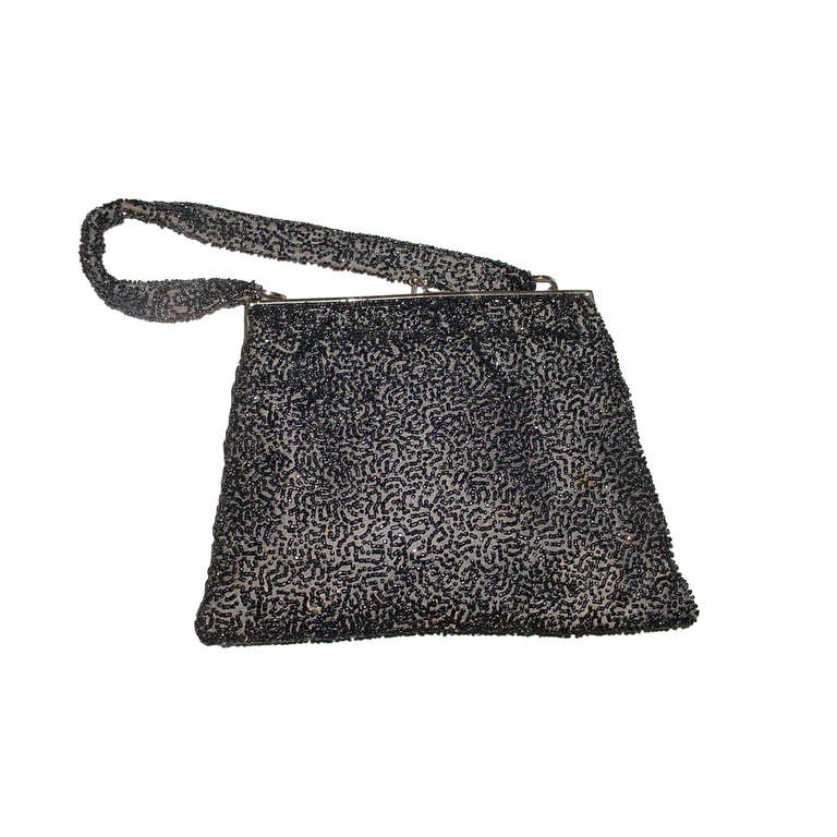Vintage Gucci grey beaded bag For Sale