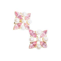 Napier Retro pink and pearl earrings