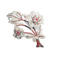 Vintage 1940s Trembler brooch en tremblant with enamel