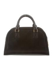 Celine Black Leather Gold Hardware Logo Top Handle Bowling Satchel Bag