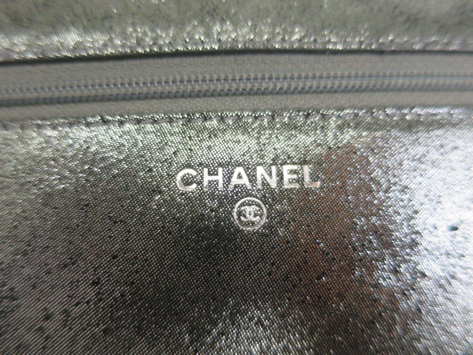 Chanel Gunmetal Metallic Klappe Brieftasche auf einer Kette WOC Crossbody Umhängetasche 1