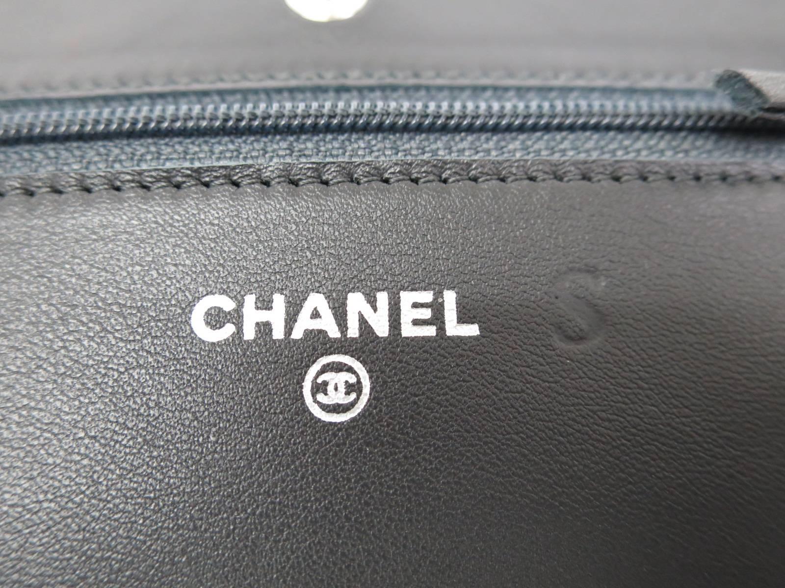 Black Chanel 2.55 Gunmetal Gray Calfskin Silver Chain Wallet on Chain WOC Shoulder Bag