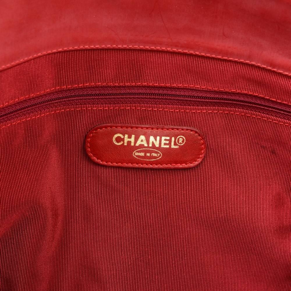 Chanel Red Vinyl Gold Chain HW Supermodel Weekender Travel Tote Shoulder Bag 4