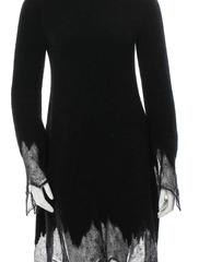 Chanel Black Mohair Asymmetric Sheer Long Sleeve Gown Cocktail Dress