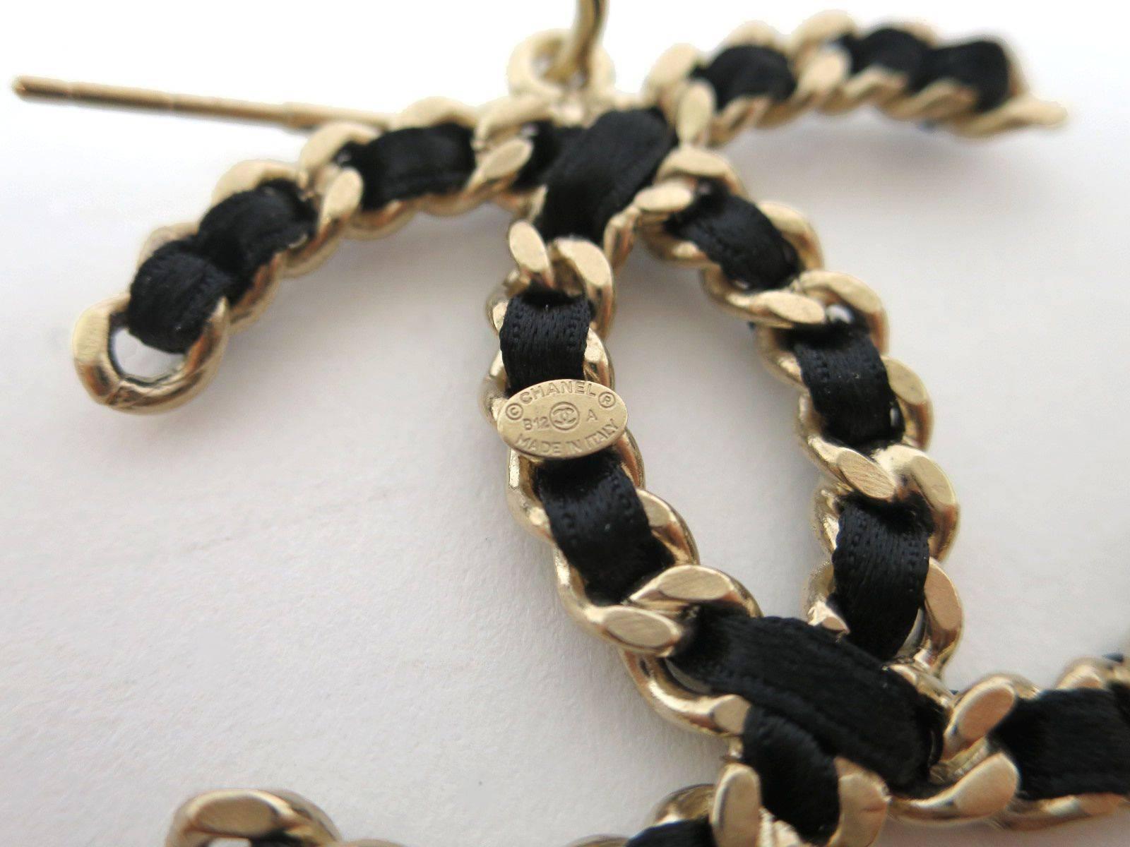 chanel leather earrings