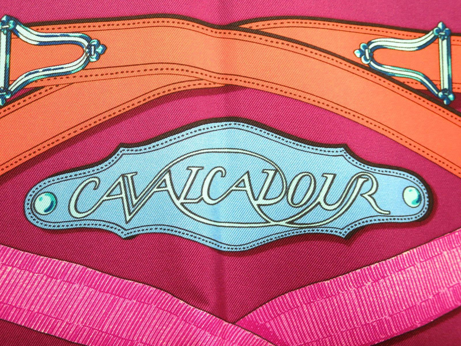 Women's Hermes Multi Color Pink Blue Purple Yellow Orange Cavalcadour Silk Scarf in Box