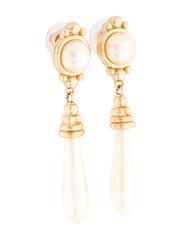 Christian Dior Vintage Gold Pearl Dangle Drop Earrings