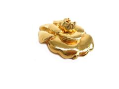 Chanel Gold Metal Camellia Flower Charm Pin Brooch in Box