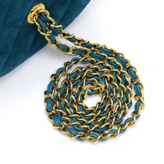 Chanel Rare Vintage Turquoise Blue Suede Gold HW Evening Bucket Shoulder Bag