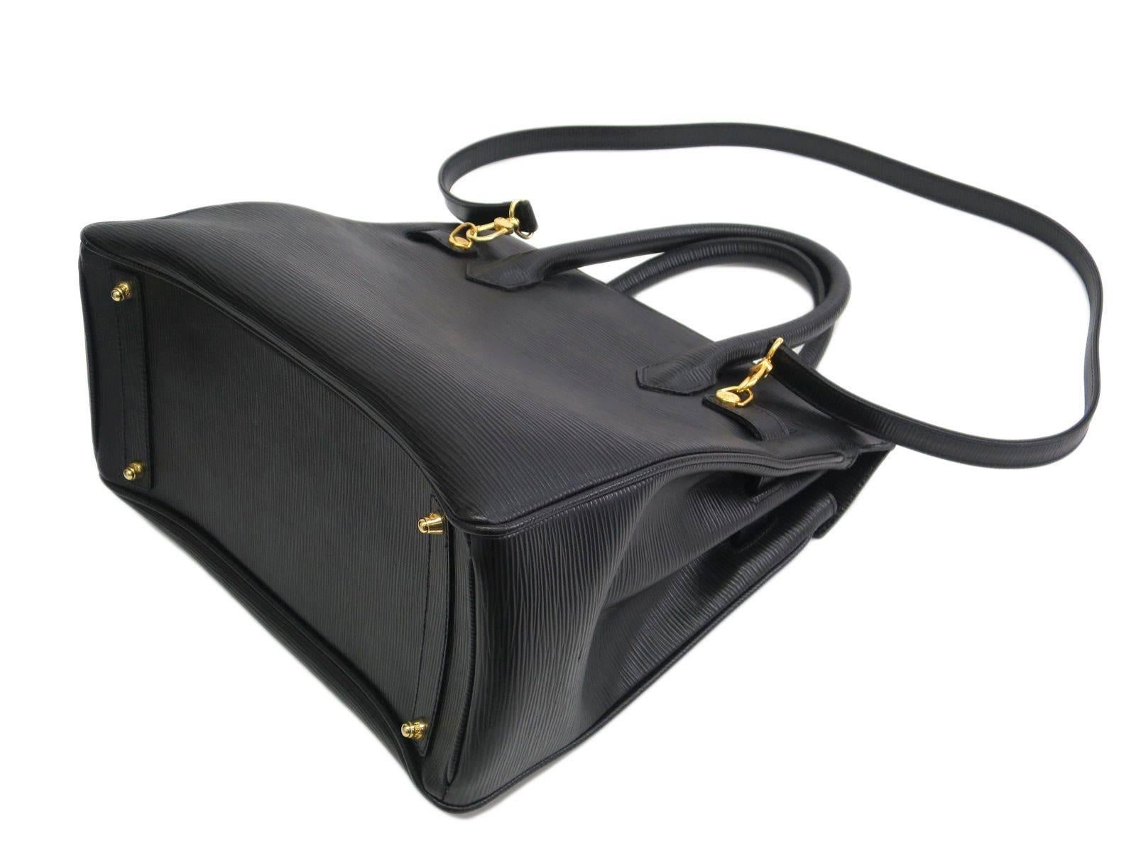 Women's Fendi Black Epi Leather Gold Hardware Top Handle Satchel Crossbody Shoulder Bag