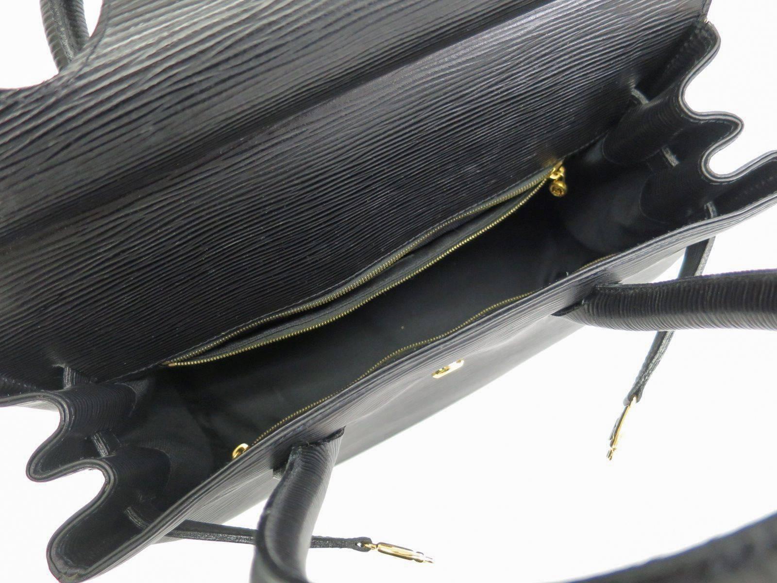 Fendi Black Epi Leather Gold Hardware Top Handle Satchel Crossbody Shoulder Bag 1
