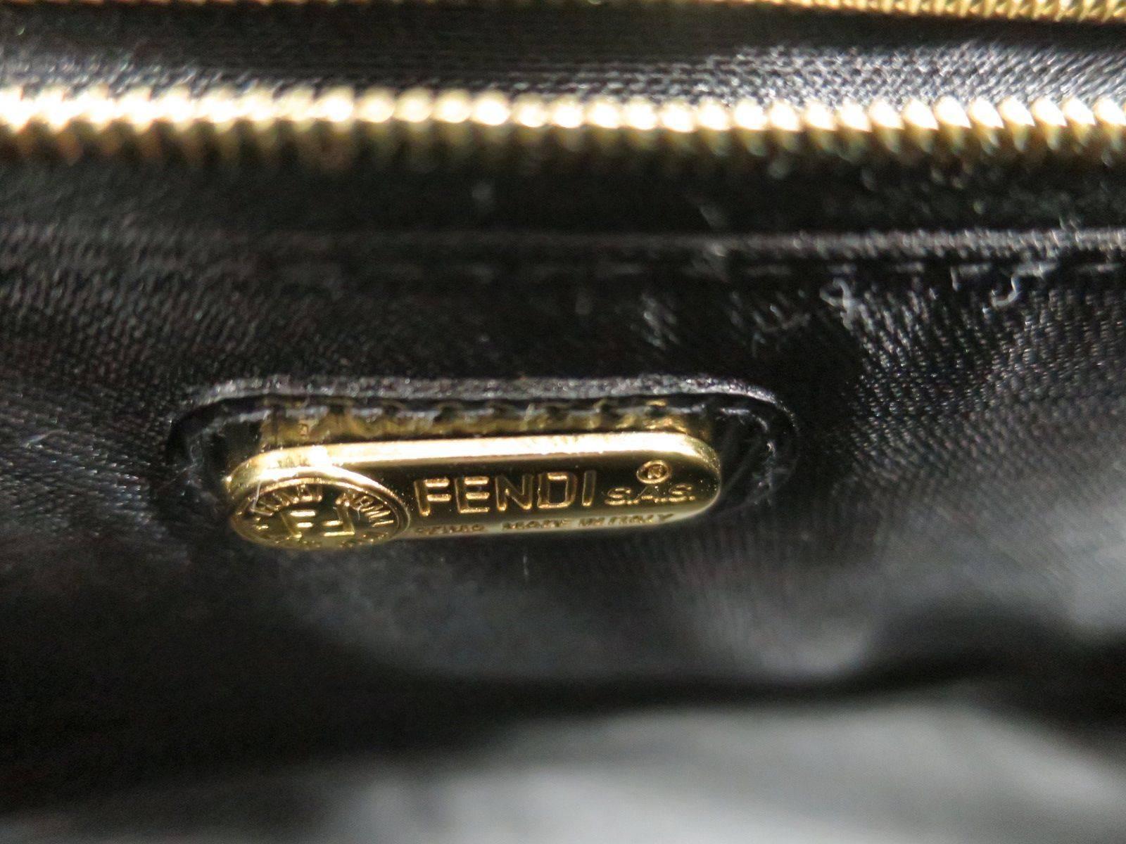 Fendi Black Epi Leather Gold Hardware Top Handle Satchel Crossbody Shoulder Bag 2