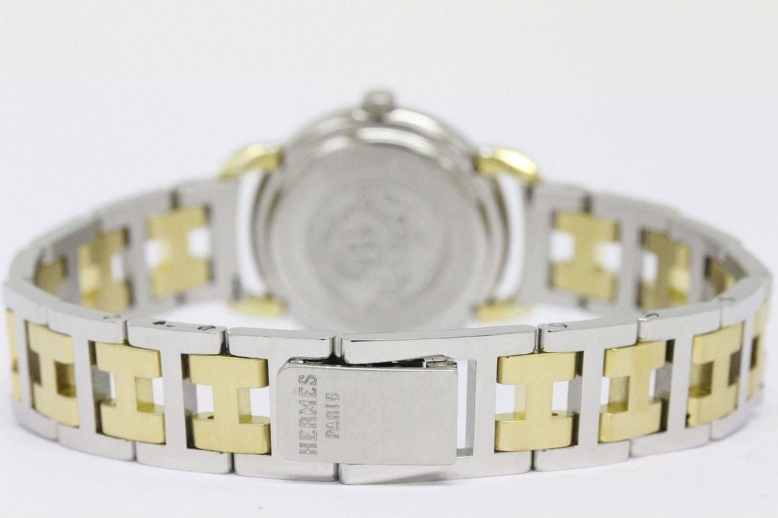 Hermes Two Tone Stainless Steel Chain Link H Wrist Watch 1