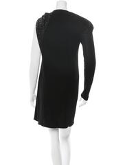 Gucci Black Viscose Asymmetric Sleeve Sequin Beaded Cocktail Gown Dress