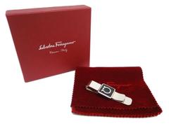 Salvatore Ferragamo Silver Black Men's Money Clip in Box