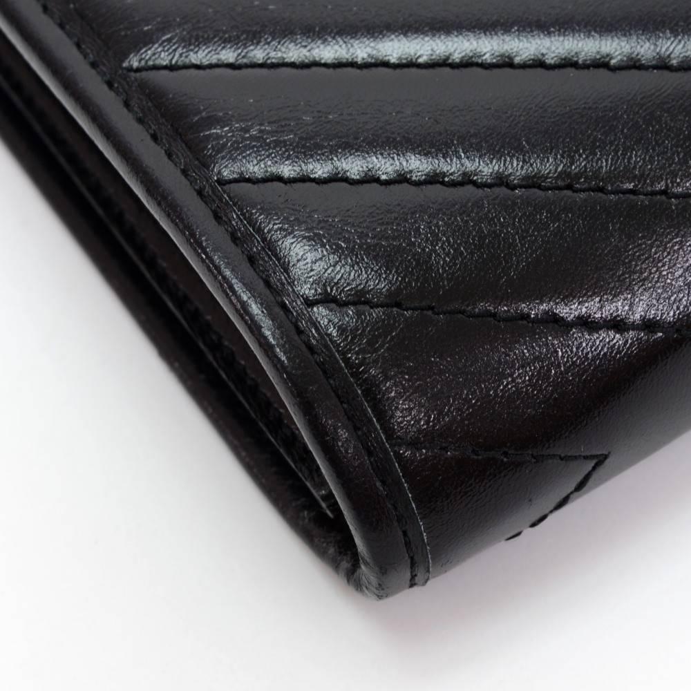 Yves Saint Laurent (YSL) Black Quilted Chevron Leather Envelope ...  
