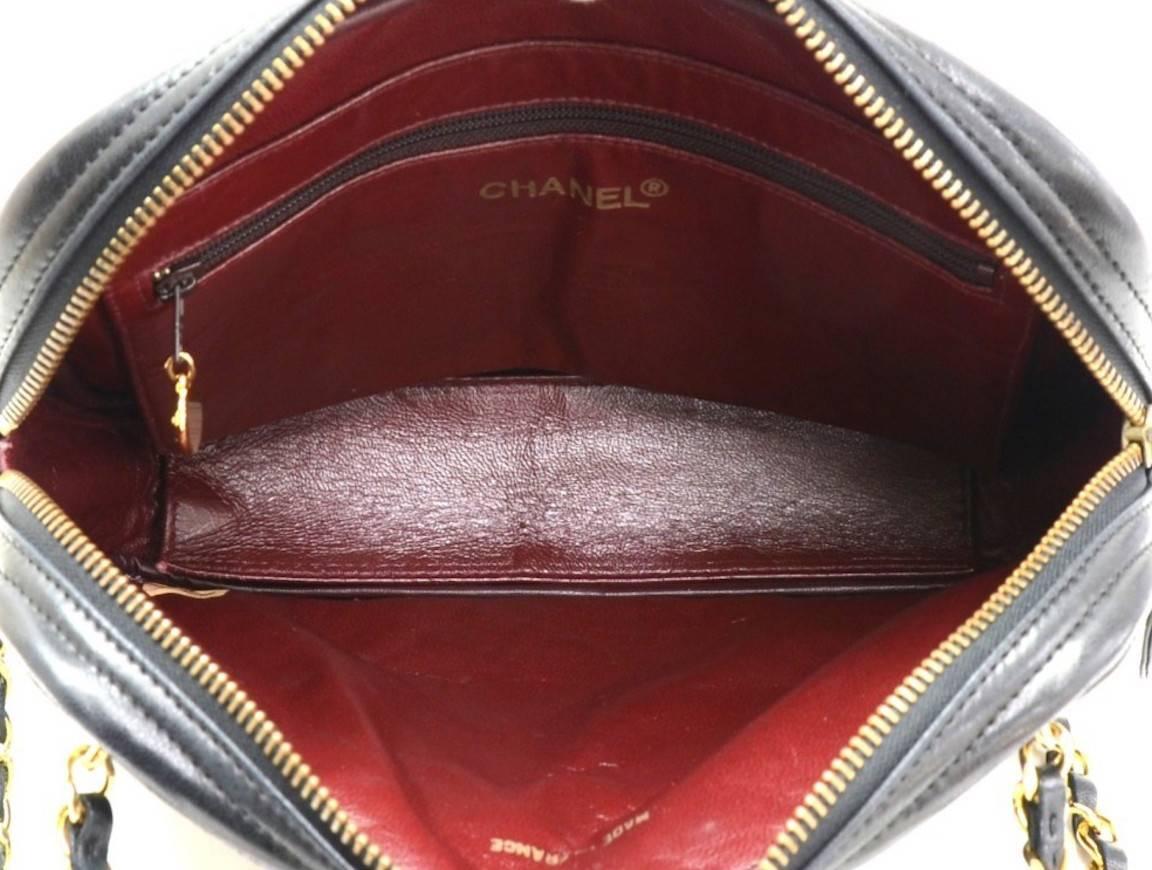 Chanel Vintage Black Quilted Lambskin Gold Chain Hardware Camera Shoulder Bag 3